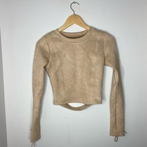 Maniere De Voir suede top with back cut-out